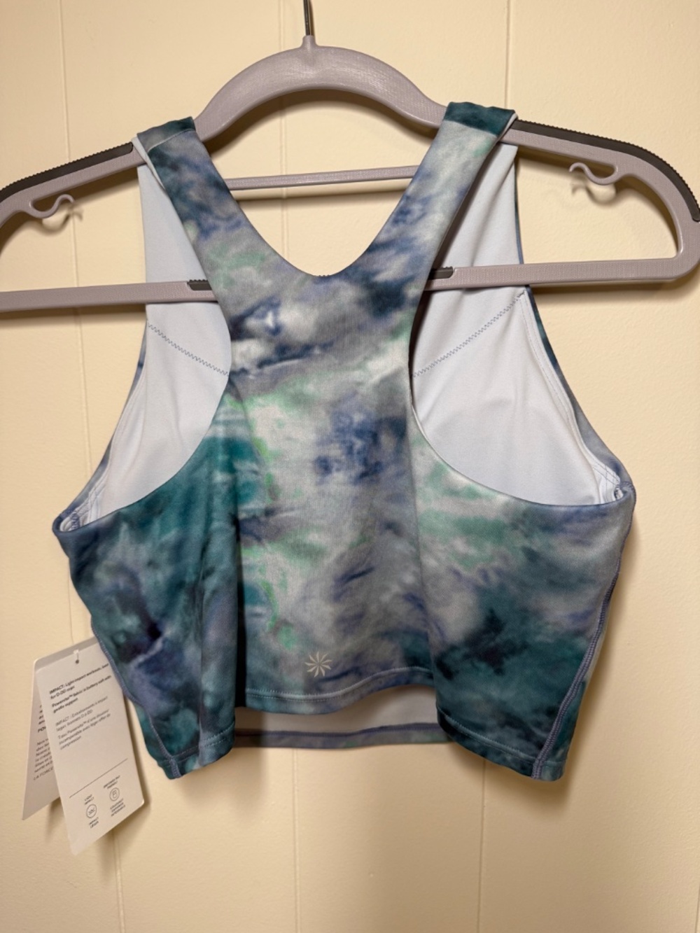 NWT Athleta Conscious Crop Printed D-DD+ Sports Bra Tank Tie Dye Size Small - Picture 2 of 6